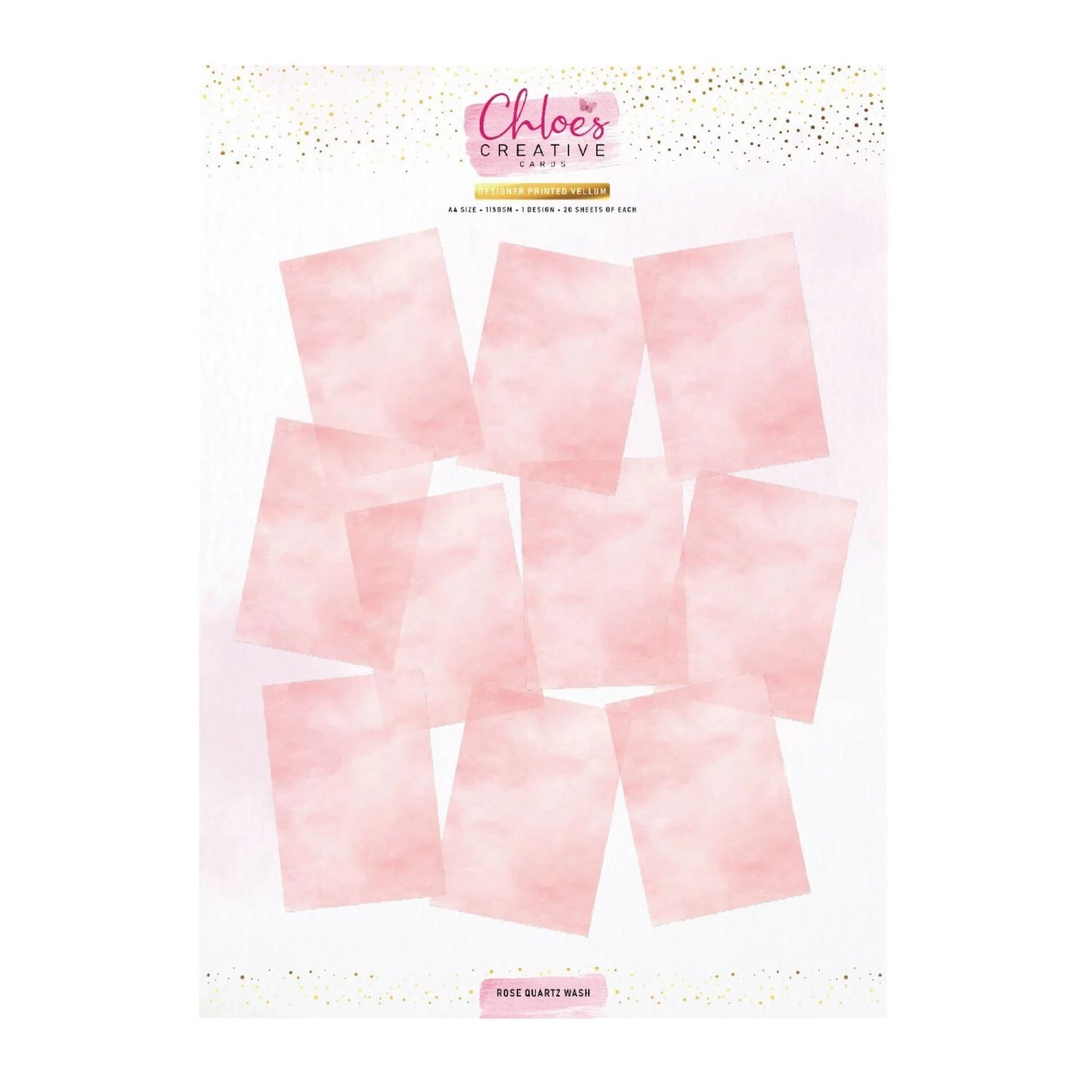 CHLOES CREATIVE CARDS DESIGNER PRINTED A4 VELLUM - ROSE QUARTZ WASH