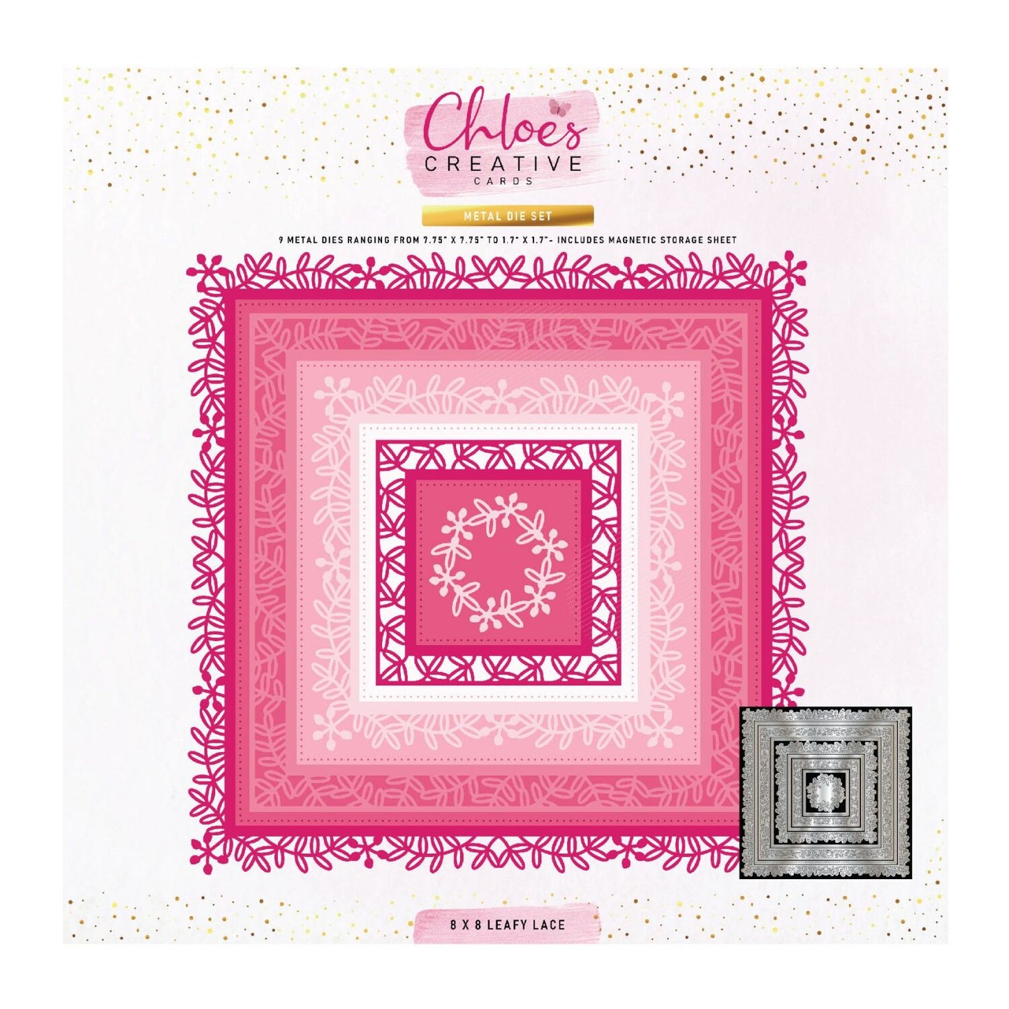 CHLOES CREATIVE CARDS METAL DIE SET - 8" X 8" LEAFY LACE