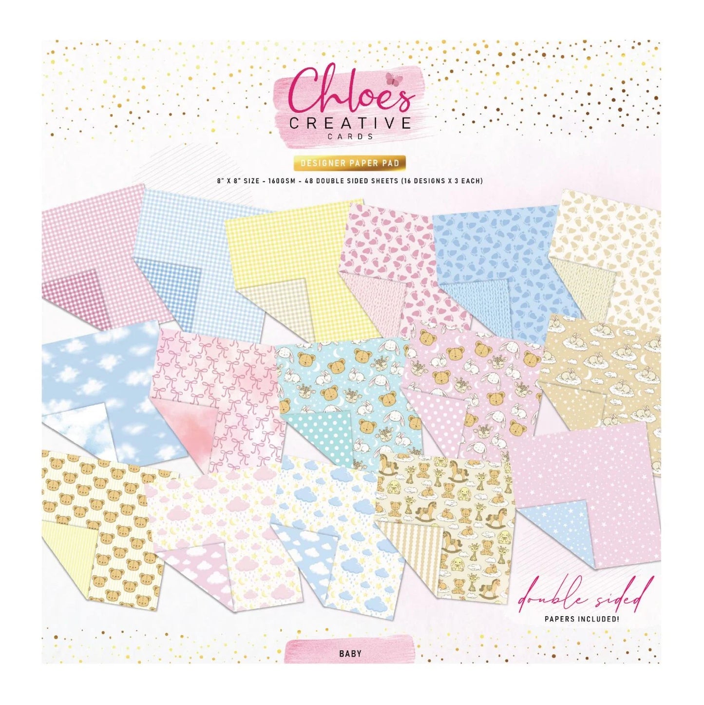 CHLOES CREATIVE CARDS DESIGNER PAPER PAD (8"X8") - BABY