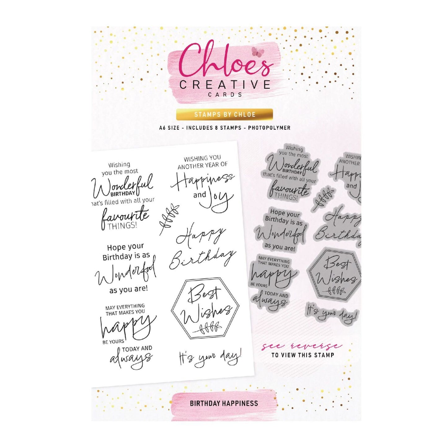 STAMPS BY CHLOE BIRTHDAY HAPPINESS CLEAR PHOTOPOLYMER STAMP