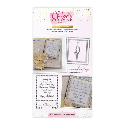 CHLOES CREATIVE CARDS DIE & STAMP SET - BIRTHDAY VERSE & SENTIMENT