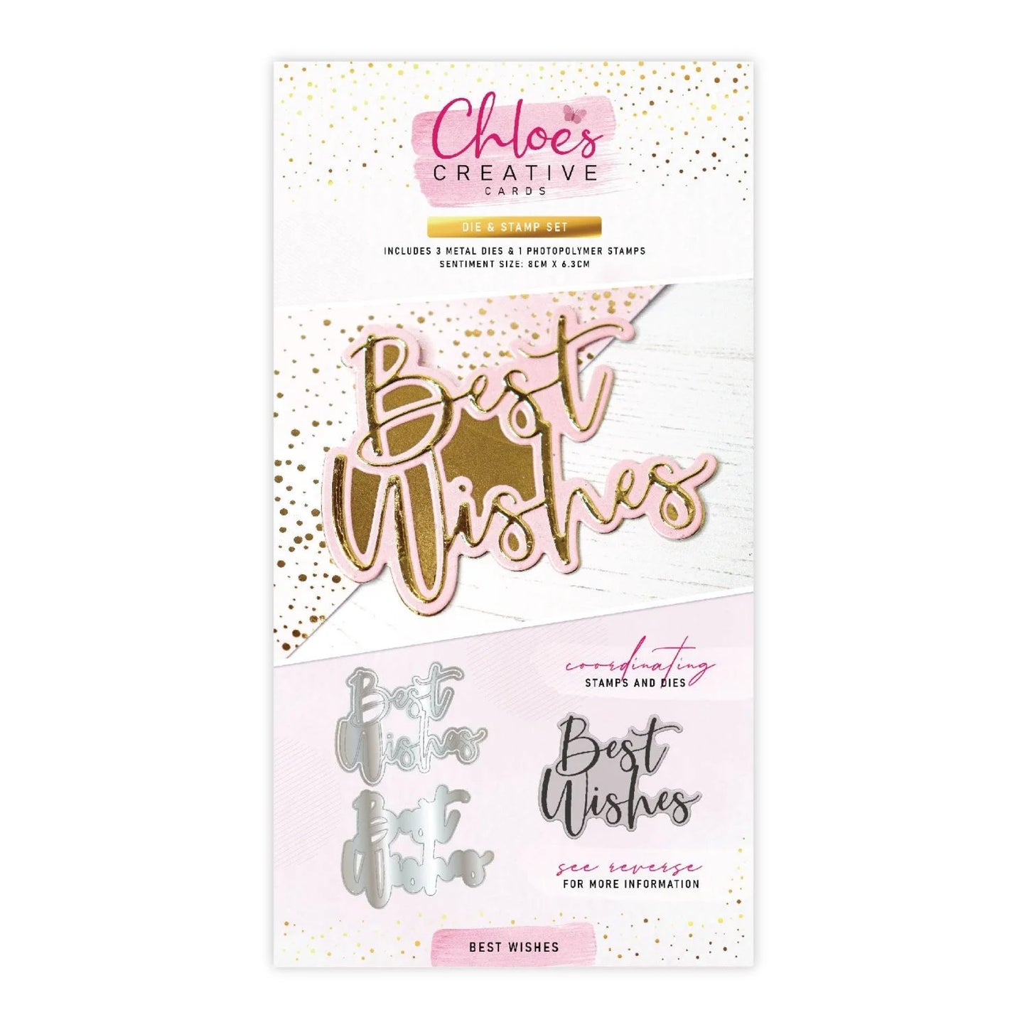 CHLOES CREATIVE CARDS STAMP AND DIE SET - BEST WISHES