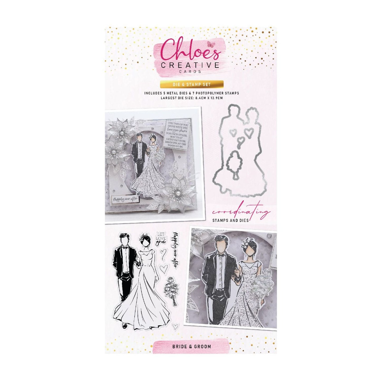 CHLOES CREATIVE CARDS METAL DIE & STAMP SET - BRIDE & GROOM