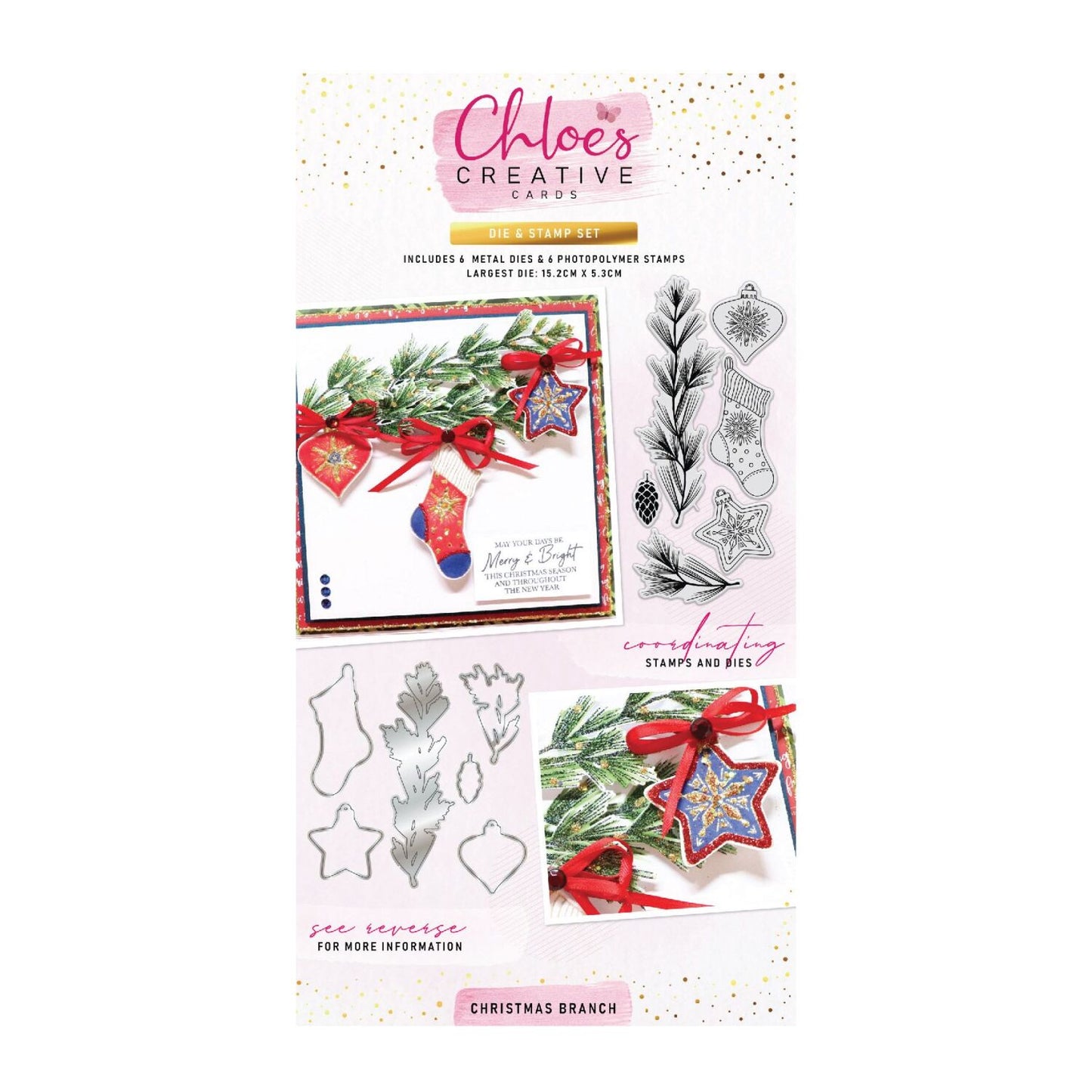 CHLOES CREATIVE CARDS DIE & STAMP SET - CHRISTMAS BRANCH