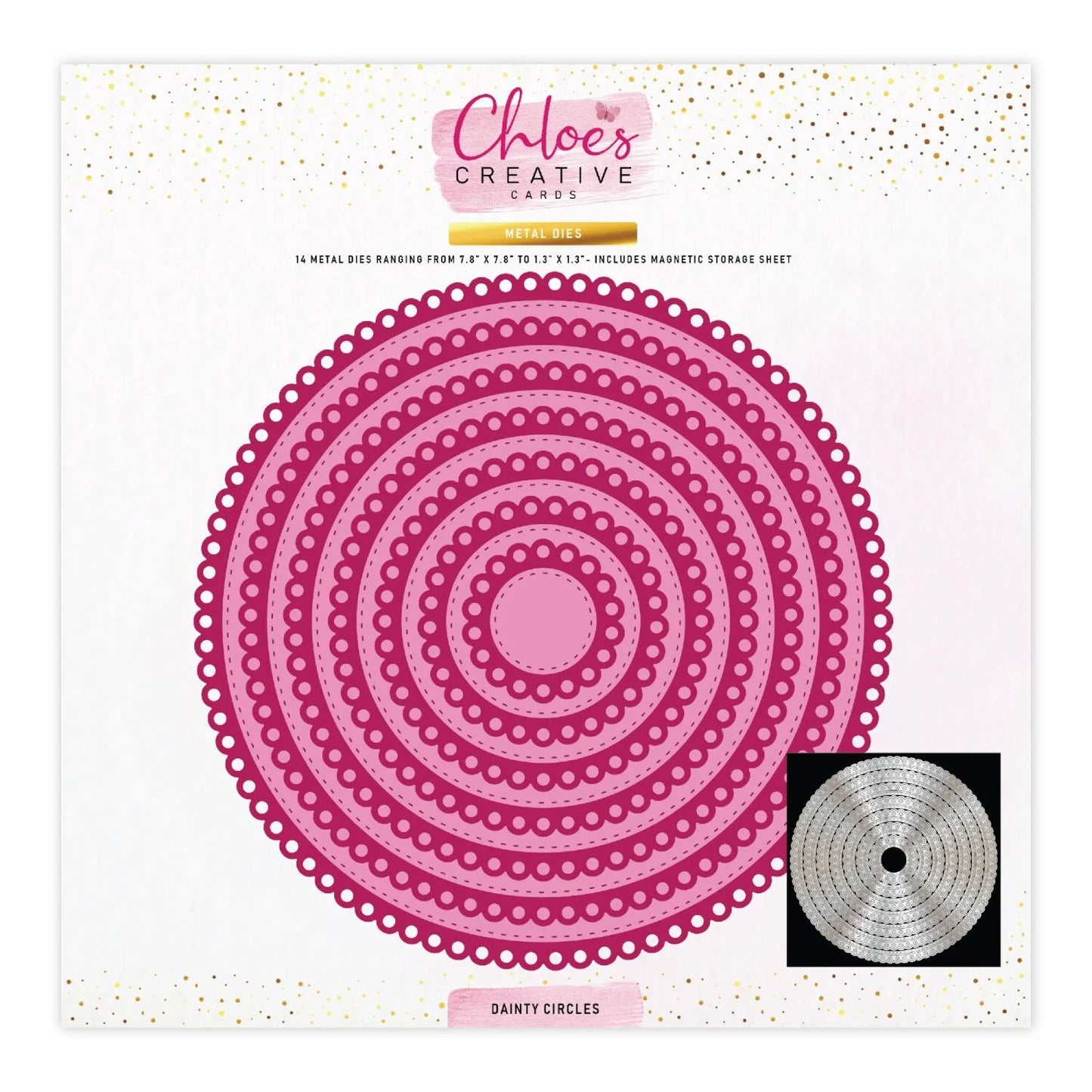 CHLOES CREATIVE CARDS METAL DIE SET - 8 X 8 DAINTY CIRCLES