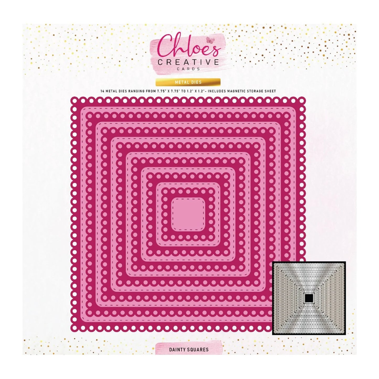 CHLOES CREATIVE CARDS METAL DIE SET - 8 X 8 DAINTY SQUARES