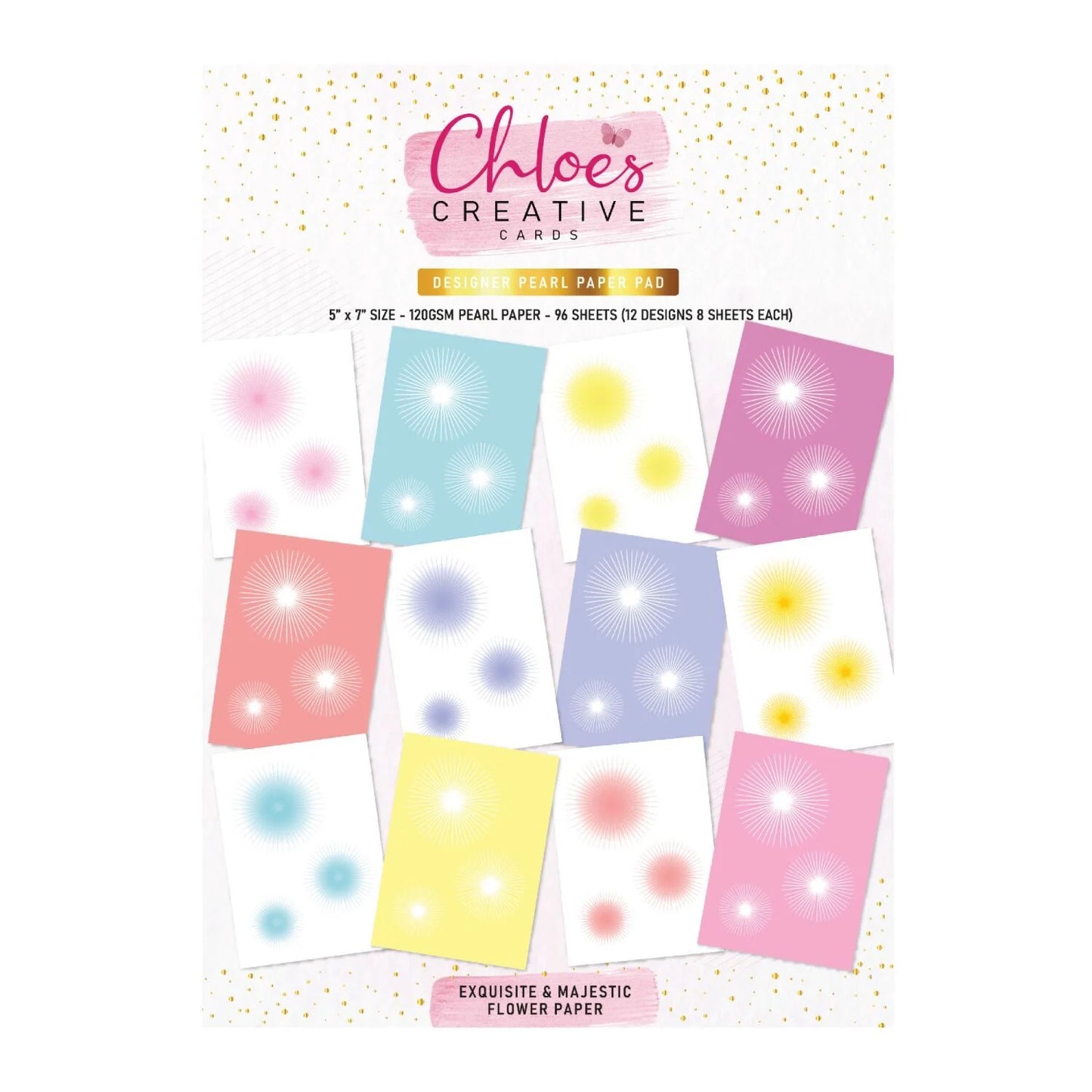 CHLOES CREATIVE CARDS 5" X 7" DESIGNER PEARL PAPER PAD - EXQUISITE & MAJESTIC FLOWER PAPER