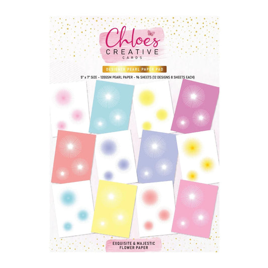 CHLOES CREATIVE CARDS 5" X 7" DESIGNER PEARL PAPER PAD - EXQUISITE & MAJESTIC FLOWER PAPER