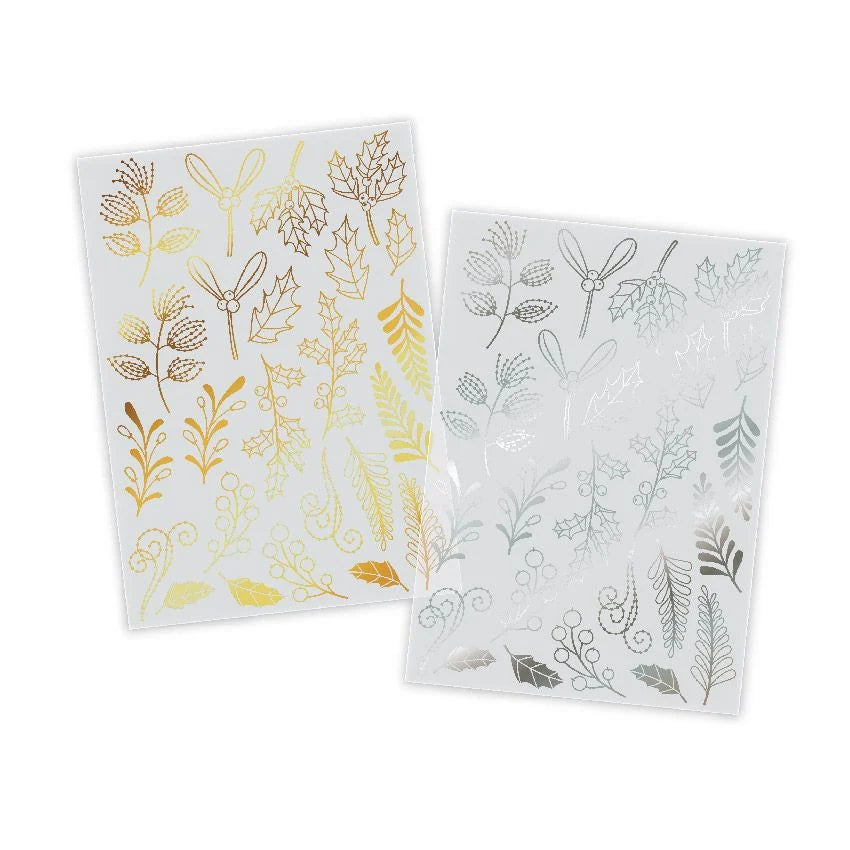 CHLOES CREATIVE CARDS - A4 DESIGNER FOILED CLEAR ACETATE -  FESTIVE FOLIAGE
