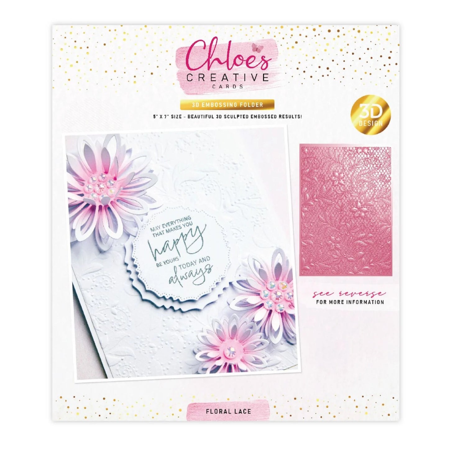 CHLOES CREATIVE CARDS FLORAL LACE BACKGROUND 5"x 7" 3D EMBOSSING FOLDER