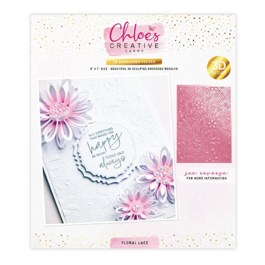 CHLOES CREATIVE CARDS FLORAL LACE BACKGROUND 5"x 7" 3D EMBOSSING FOLDER