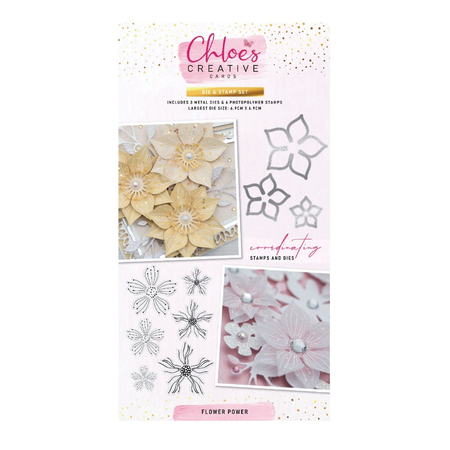 CHLOES CREATIVE CARDS DIE & STAMP SET - FLOWER POWER