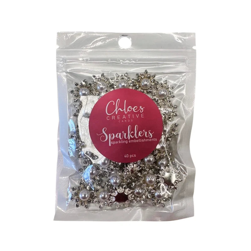 CHLOES CREATIVE CARDS 12MM FLOWER SPARKLERS PEARL (40 PACK)