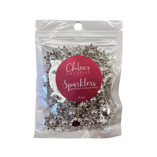 CHLOES CREATIVE CARDS 12MM FLOWER SPARKLERS PEARL (40 PACK)