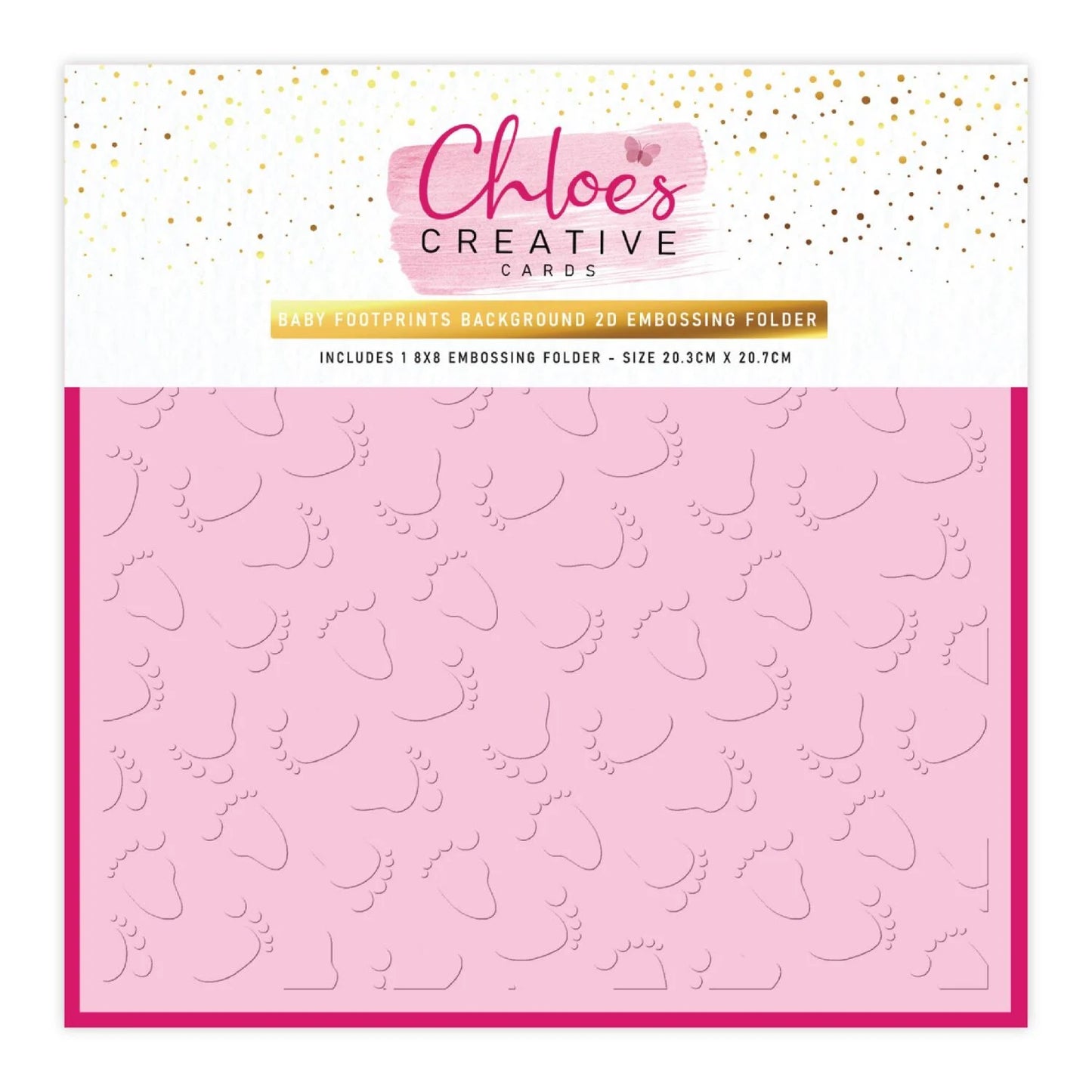 CHLOES CREATIVE CARDS BABY FOOTPRINTS 8"X 8" 2D EMBOSSING FOLDER