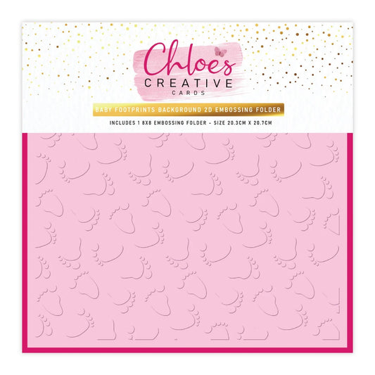 CHLOES CREATIVE CARDS BABY FOOTPRINTS 8"X 8" 2D EMBOSSING FOLDER