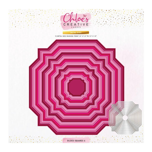 CHLOES CREATIVE CARDS METAL DIE SET - 8 X 8 GILDED SQUARES 4