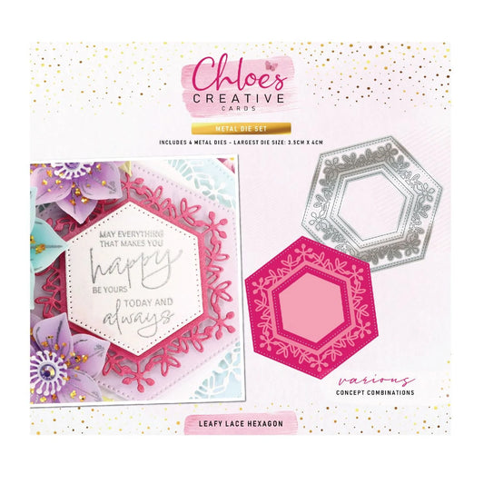 CHLOES CREATIVE CARDS METAL DIE SET - LEAFY LACE HEXAGON