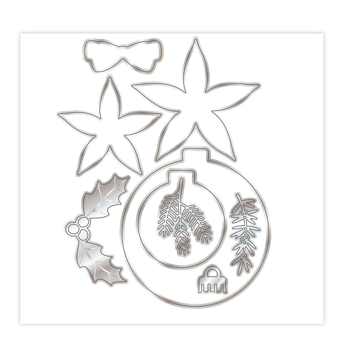 CHLOES CREATIVE CARDS DIE & STAMP SET - POINSETTIA BAUBLE