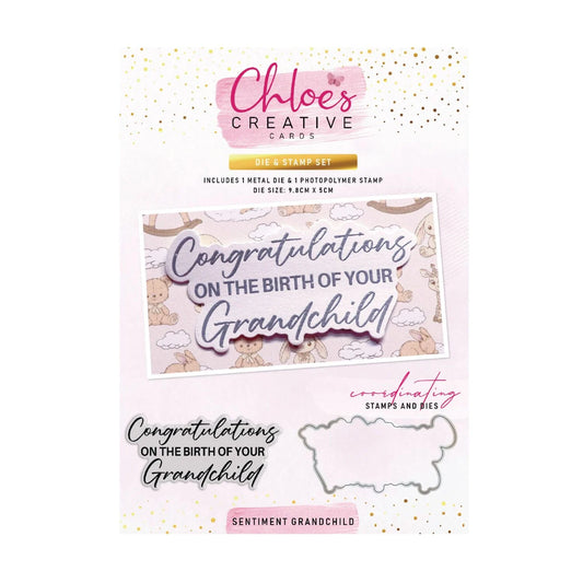 CHLOES CREATIVE CARDS SENTIMENT GRANCHILD STAMP AND DIE SET