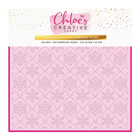 CHLOES CREATIVE CARDS SNOWFLAKE LATTICE BACKGROUND 8"X 8" 2D EMBOSSING FOLDER