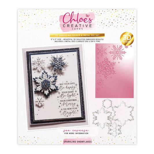 CHLOES CREATIVE CARDS 3D EMBOSSING FOLDER AND METAL DIE SET - SPARKLING SNOWFLAKES