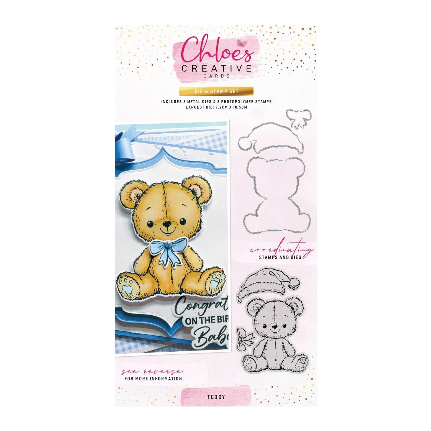 CHLOES CREATIVE CARDS TEDDY STAMP AND DIE SET