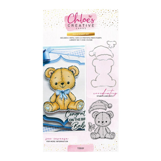 CHLOES CREATIVE CARDS TEDDY STAMP AND DIE SET