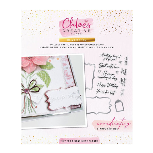 CHLOES CREATIVE CARDS DIE & STAMP SET - TINY TAG & SENTIMENT PLAQUE