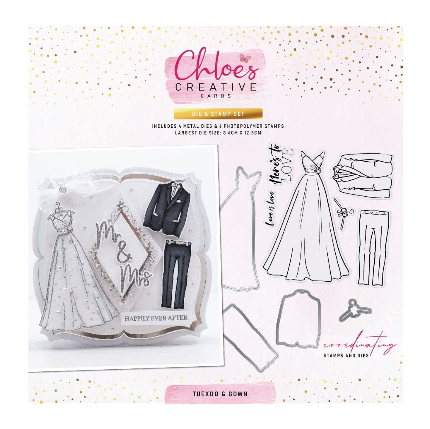 CHLOES CREATIVE CARDS METAL DIE & STAMP SET - TUXEDO & GOWN