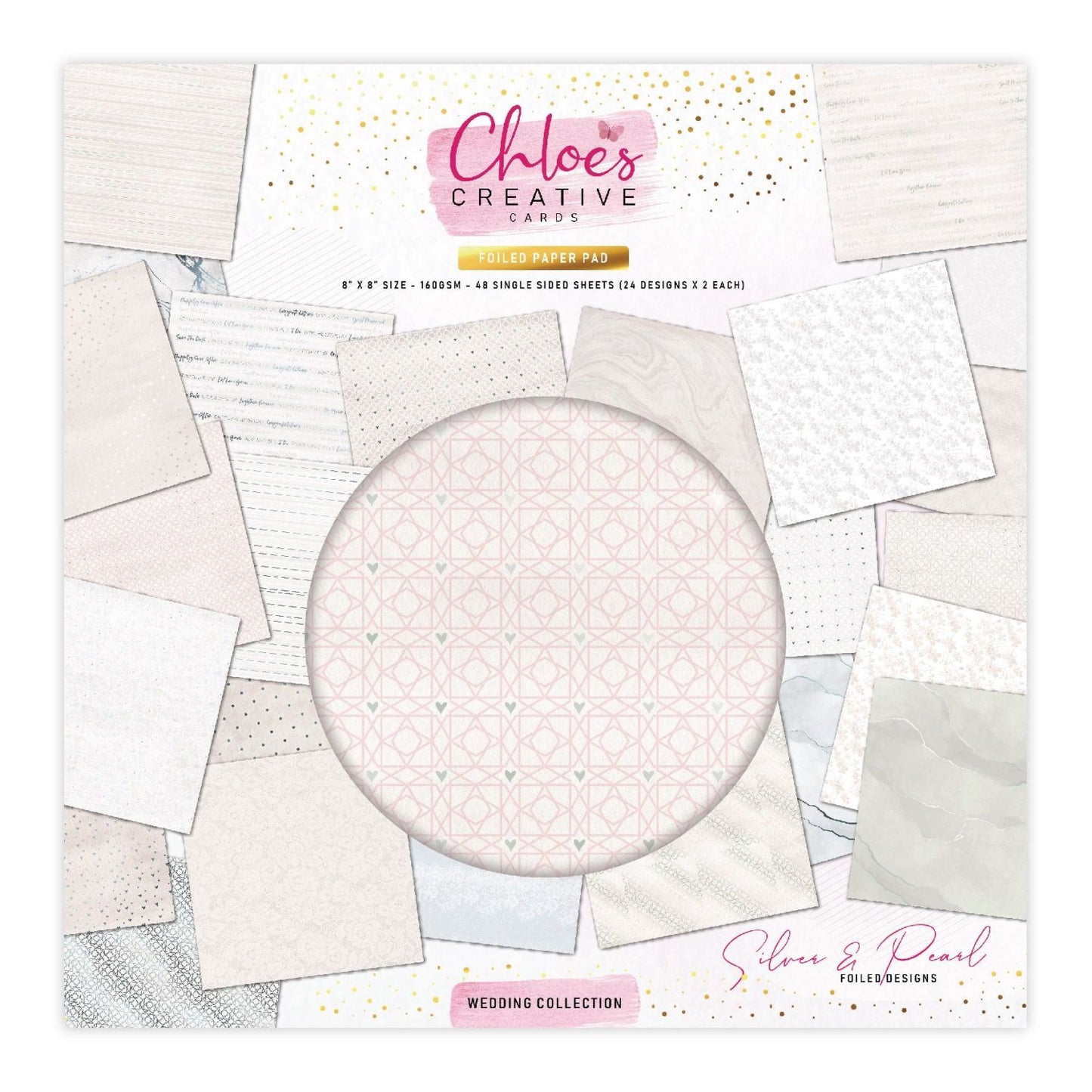 CHLOES CREATIVE CARDS FOILED PAPER PAD (8"X8") - WEDDING COLLECTION