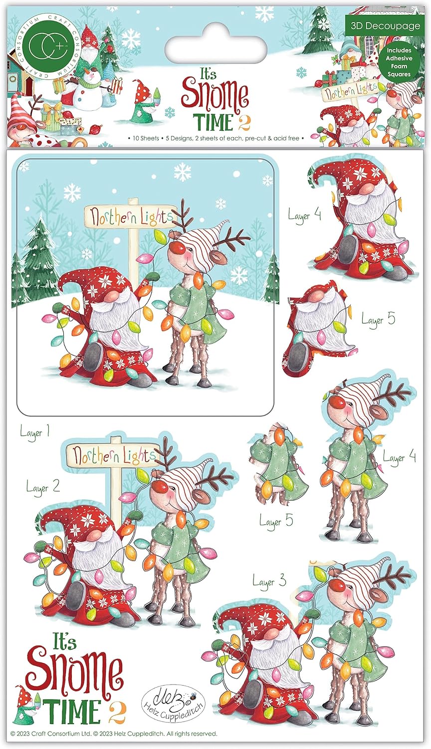 'IT'S SNOME TIME 2' 3D DECOUPAGE SHEETS - 10PK - CRAFT CONSORTIUM