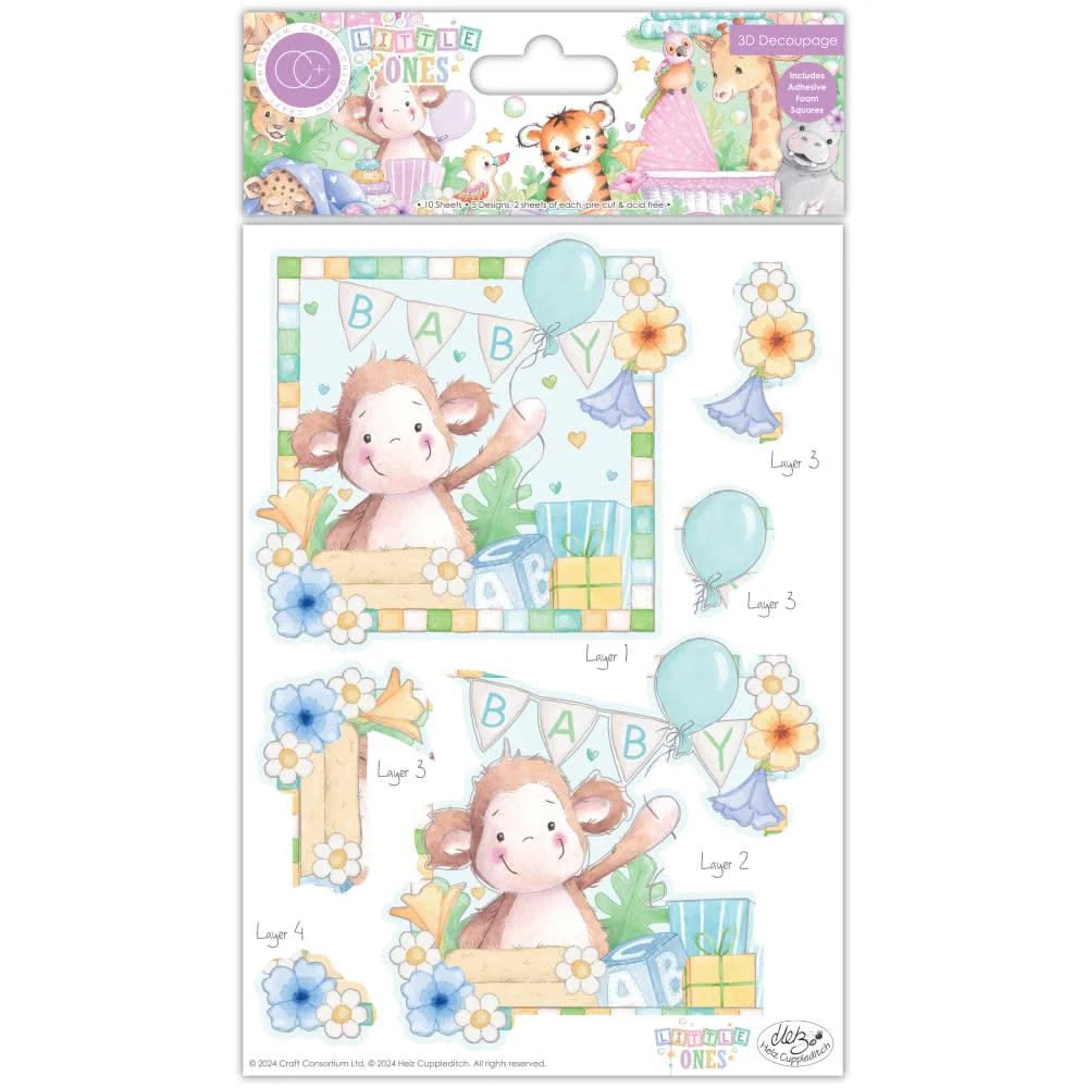 LITTLE ONES 3D DECOUPAGE SHEETS - 10PK - CRAFT CONSORTIUM