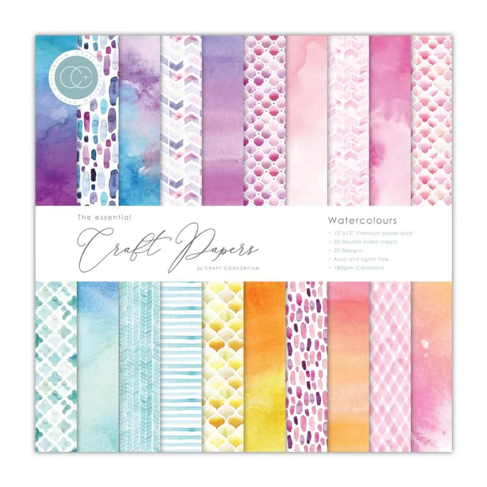 WATERCOLORS 12" X 12" PAPER PAD - CRAFT CONSORTIUM