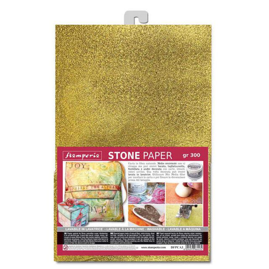 A4 WASHABLE STONE PAPER - GOLD - BY STAMPERIA