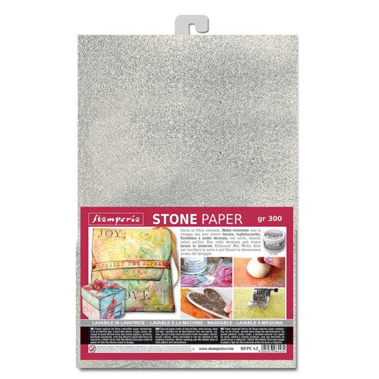 A4 WASHABLE STONE PAPER - SILVER - BY STAMPERIA