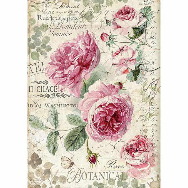 BOTANIC ENGLISH ROSES - A4 RICEPAPER BY STAMPERIA