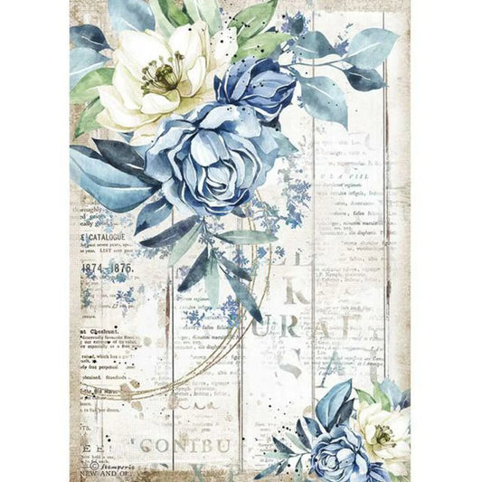 ROMANTIC SEA DREAM BLUE FLOWER - A4 RICEPAPER BY STAMPERIA