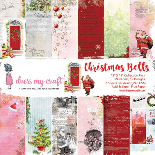 CHRISTMAS BELLS 12" X 12" MINI COLLECTION PACK - DRESS MY CRAFT