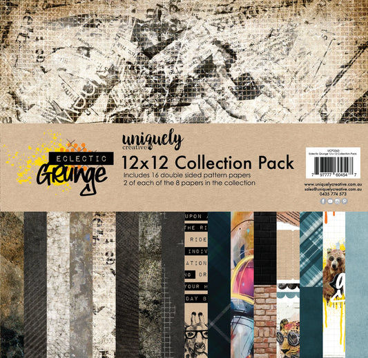 ECLECTIC GRUNGE 12" x 12" PAPER COLLECTION PACK BY UNIQUELY CREATIVE