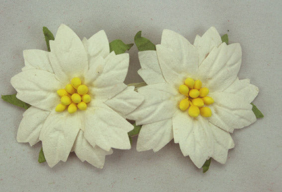 4CM WHITE POINSETTIA - 2 PACK - GREEN TARA