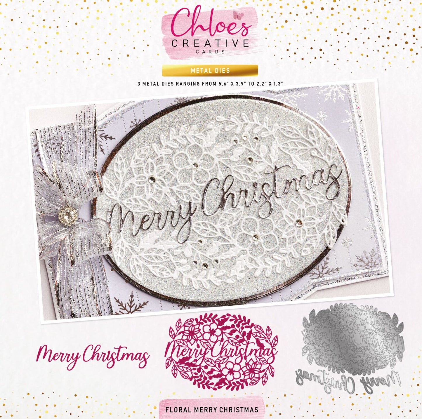 CHLOES CREATIVE CARDS METAL DIE SET - FLORAL MERRY CHRISTMAS
