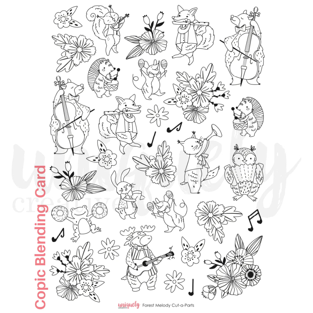 FOREST MELODY COPIC BLENDING CARD CUT-A-PART SHEET BY UNIQUELY CREATIVE