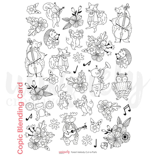 FOREST MELODY COPIC BLENDING CARD CUT-A-PART SHEET BY UNIQUELY CREATIVE