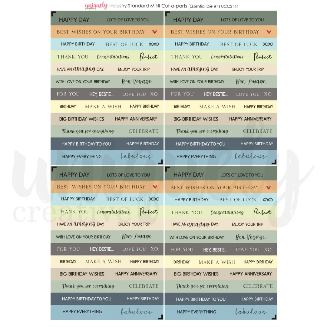 INDUSTRY STANDARD MINI CUT-A-PART SHEET