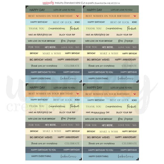 INDUSTRY STANDARD MINI CUT-A-PART SHEET