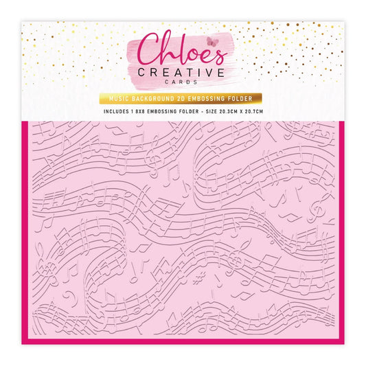 CHLOES CREATIVE CARDS MUSIC BACKGROUND 8"x 8" 2D EMBOSSING FOLDER