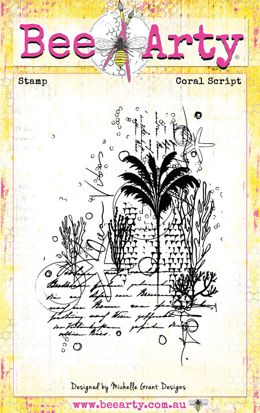CORAL SCRIPT CLEAR STAMP SET BY BEE ARTY