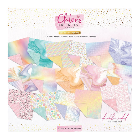 CHLOES CREATIVE CARDS DESIGNER  8" X 8" MINI PAPER PACK - PASTEL RAINBOW DELIGHT