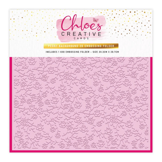 CHLOES CREATIVE CARDS PEONY BACKGROUND 8"x 8" 2D EMBOSSING FOLDER